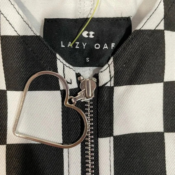 New Lazy Oaf Black & White Checkered Romper - Picture 4 of 7